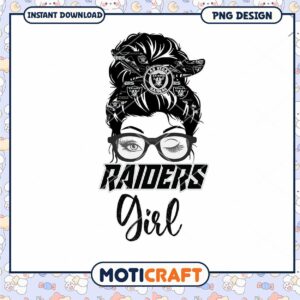Raiders Girl Messy Bun PNG Design