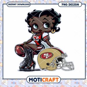 Option 1 (Focus on character) Black Betty Boop Football PNG Sublimation Design