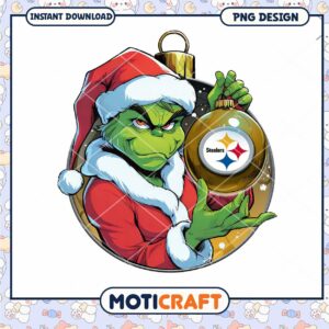 Grinch Steelers Christmas Ornament PNG