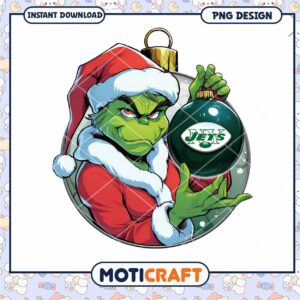 Grinch NY Jets Christmas Ornament PNG