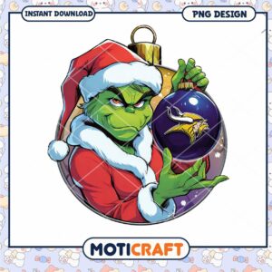 Grinch Vikings Christmas Ornament PNG