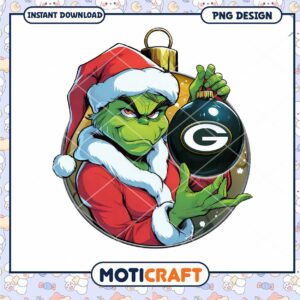 Grinch Green Bay Packers Christmas Ornament PNG