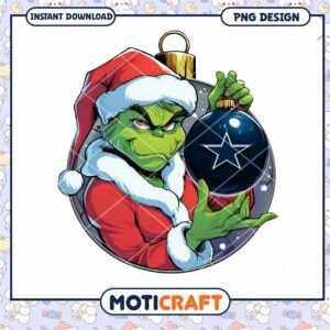 Grinch Dallas Cowboys Christmas Ornament PNG