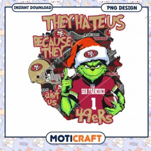 Grinch 49ers Christmas PNG Sublimation