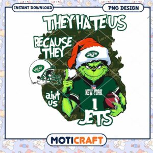 Grinch NY Jets Christmas PNG Design