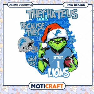 Grinch Detroit Lions Christmas PNG