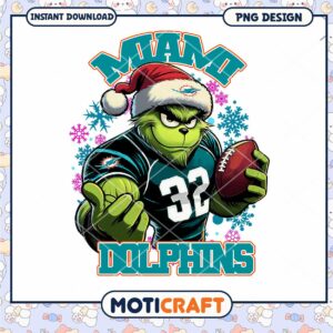 Grinch Miami Dolphins PNG Sublimation