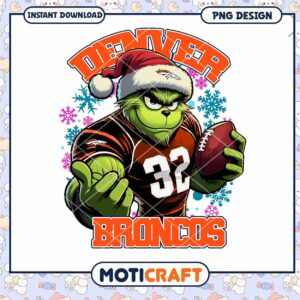 Grinch Broncos PNG Sublimation Design