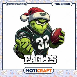 Grinch Eagles Football PNG Design