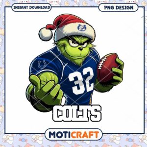 Grinch Colts PNG Football Christmas Design