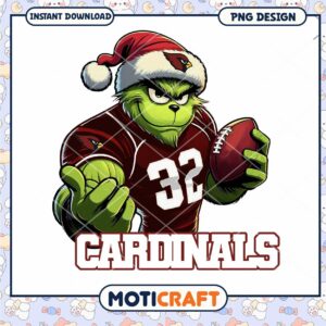 Grinch Cardinals Football PNG Design