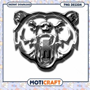 Chrome Bear PNG Design Instant Download Chrome Bear PNG Design Instant Download