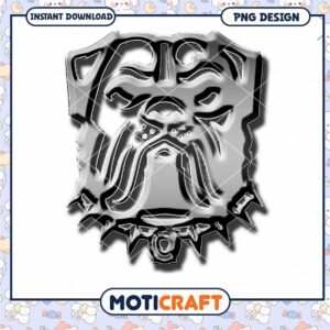 Chrome Bulldog PNG Design Instant Download