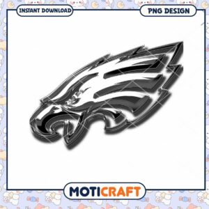 Chrome Eagles Head PNG Design