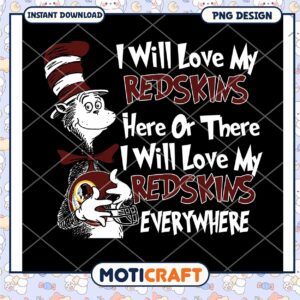 Cat in Hat Redskins PNG Design