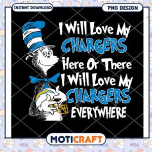 Cat in Hat LA Chargers PNG Design
