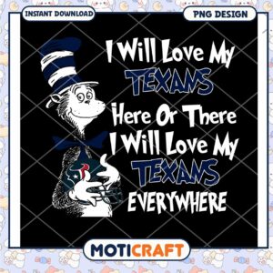 Cat in Hat Texans PNG Design