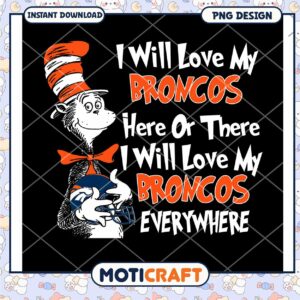 Cat in Hat Broncos PNG Sublimation