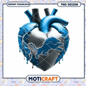 Detroit Lions Heart PNG Sublimation