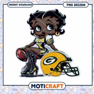 Option 1 (Focus on character) Betty Boop Green Bay Packers PNG