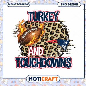 Turkey and Touchdowns Football PNG Design Instant Download