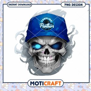 Carolina Panthers Skull Hat Design Instant Download PNG