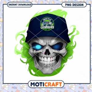 Seattle Seahawks Skull PNG Design for Instant Download