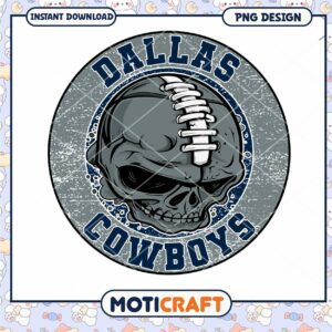 Dallas Cowboys Skull PNG Design for Instant Download