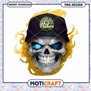 Green Bay Packers Skull Hat PNG Graphic Design Download