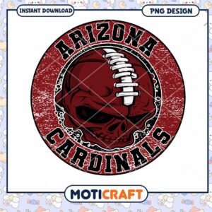 Arizona Cardinals Skull Football PNG Design Instant Download