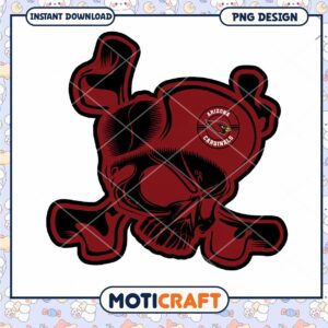 Arizona Cardinals Skull Design PNG Instant Download Art