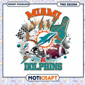 Miami Dolphins Football PNG Design for Instant Download
