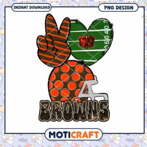 Cleveland Browns Peace Heart Football PNG Design Download