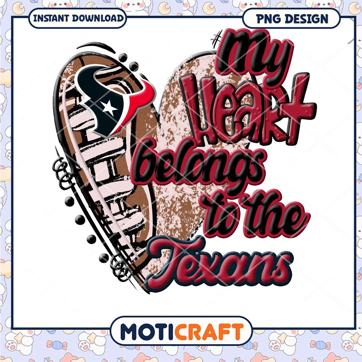 Texans Heart PNG Sublimation Texans Heart PNG Sublimation