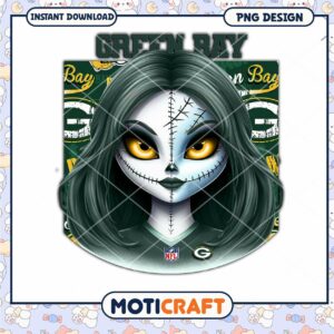 Green Bay Packers Skull Girl PNG Design Green Bay Packers Skull Girl PNG Design