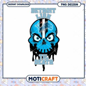 Detroit Lions Skull PNG Design Instant Download