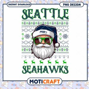 Seattle Seahawks Santa PNG Design Seattle Seahawks Santa PNG Design