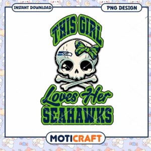 Seahawks Skull Girl PNG Design