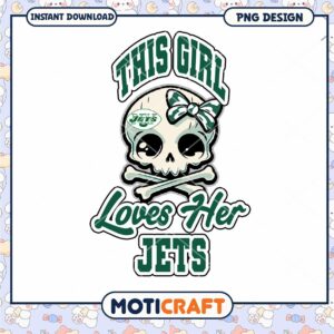 Cute Skull Girl Loves Jets PNG