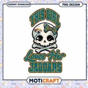 Cute Skull Girl Loves Jaguars PNG