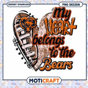 Chicago Bears Heart PNG Sublimation