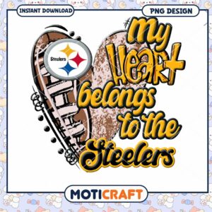 Pittsburgh Steelers Heart PNG Sublimation