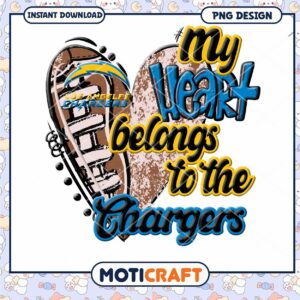 Los Angeles Chargers Heart PNG Sublimation