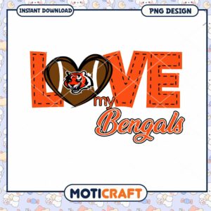 Bengals Football Love PNG Design