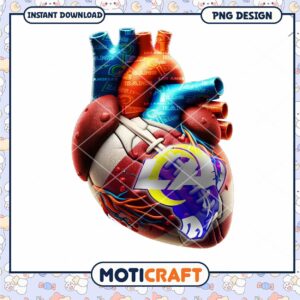 Los Angeles Rams Heart PNG Instant Download Design