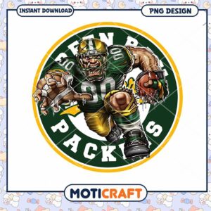 Green Bay Packers Cartoon Football PNG Design Download