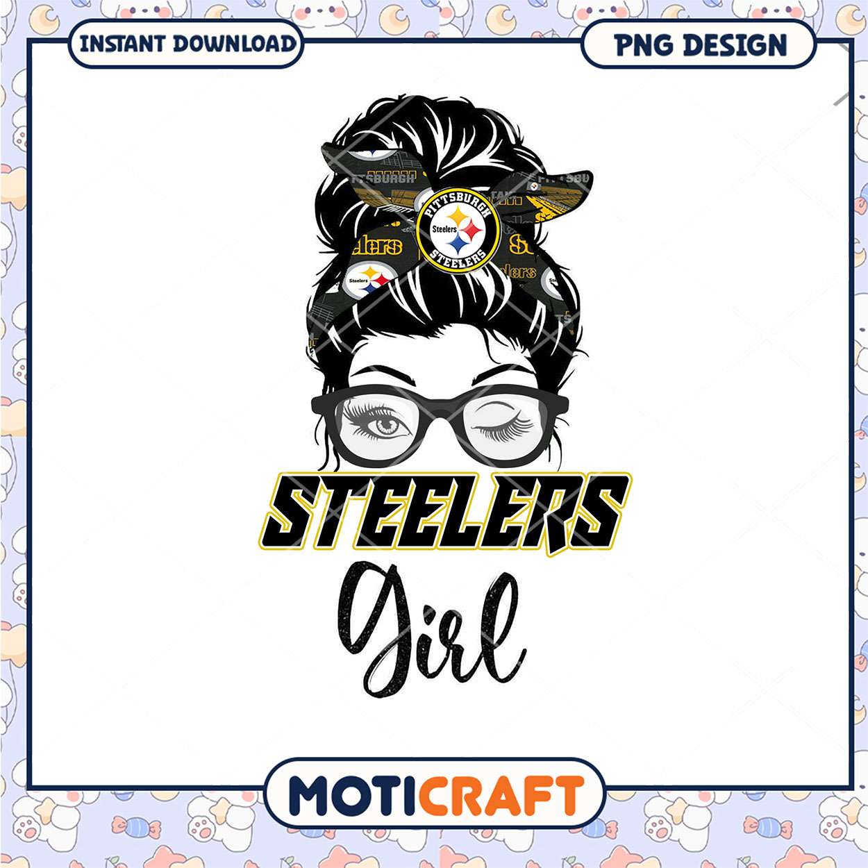 Steelers Girl PNG Sublimation Design Steelers Girl PNG Sublimation Design