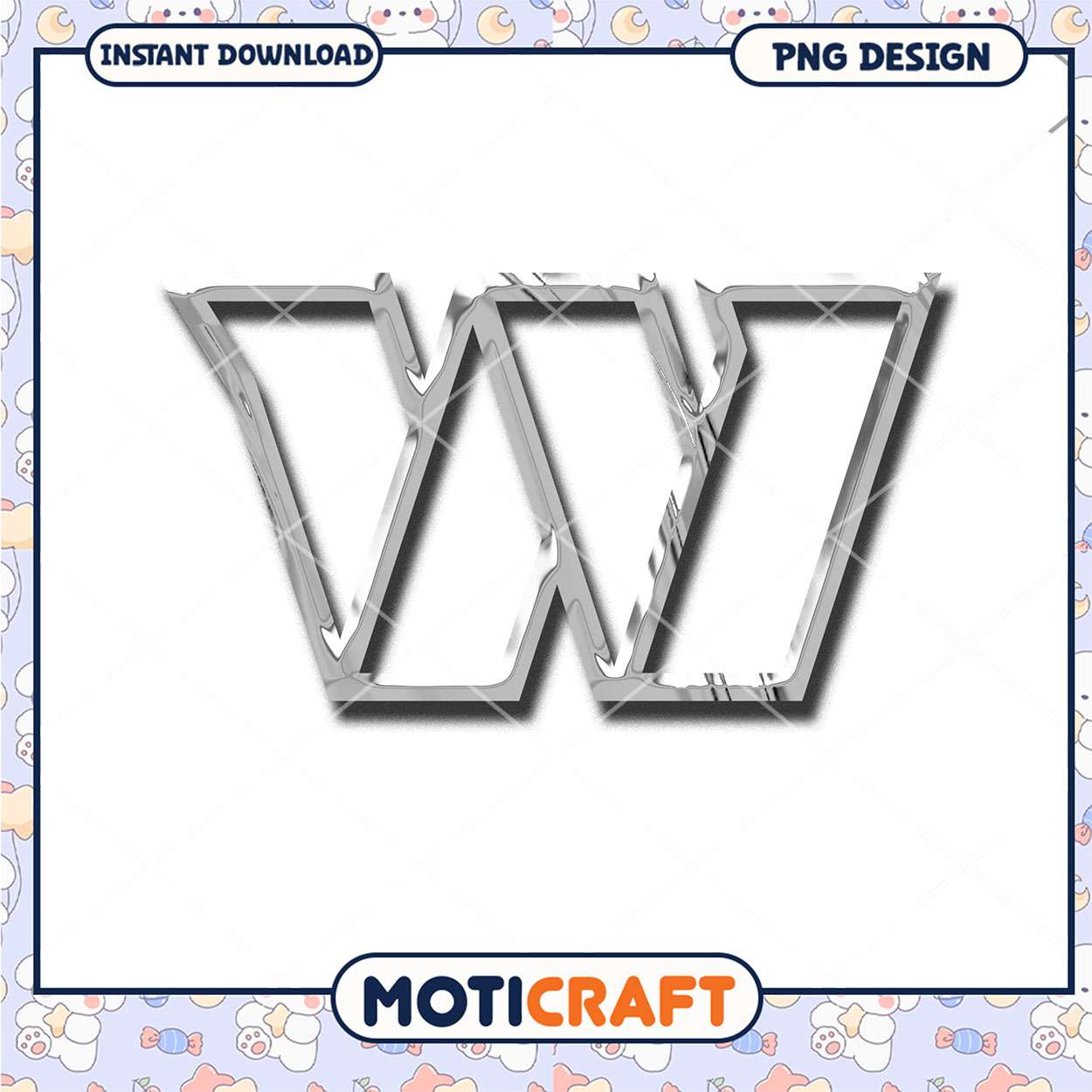 Silver Letter W PNG Design Silver Letter W PNG Design