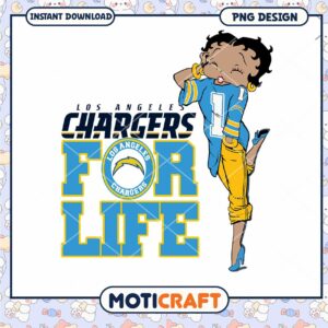 Betty Boop LA Chargers PNG Design