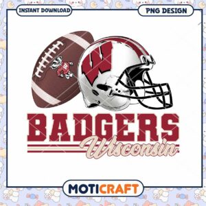 Wisconsin Badgers Football PNG Design for Instant Download